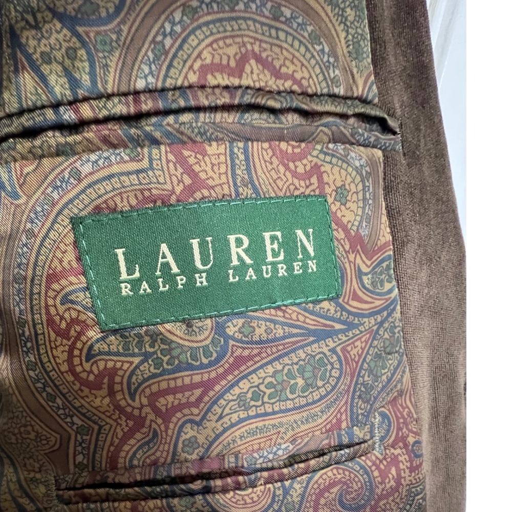 Lauren Ralph Lauren Mens Brown Corduroy Blazer Paisley Lining Sport Coat 40R - Picture 5 of 16